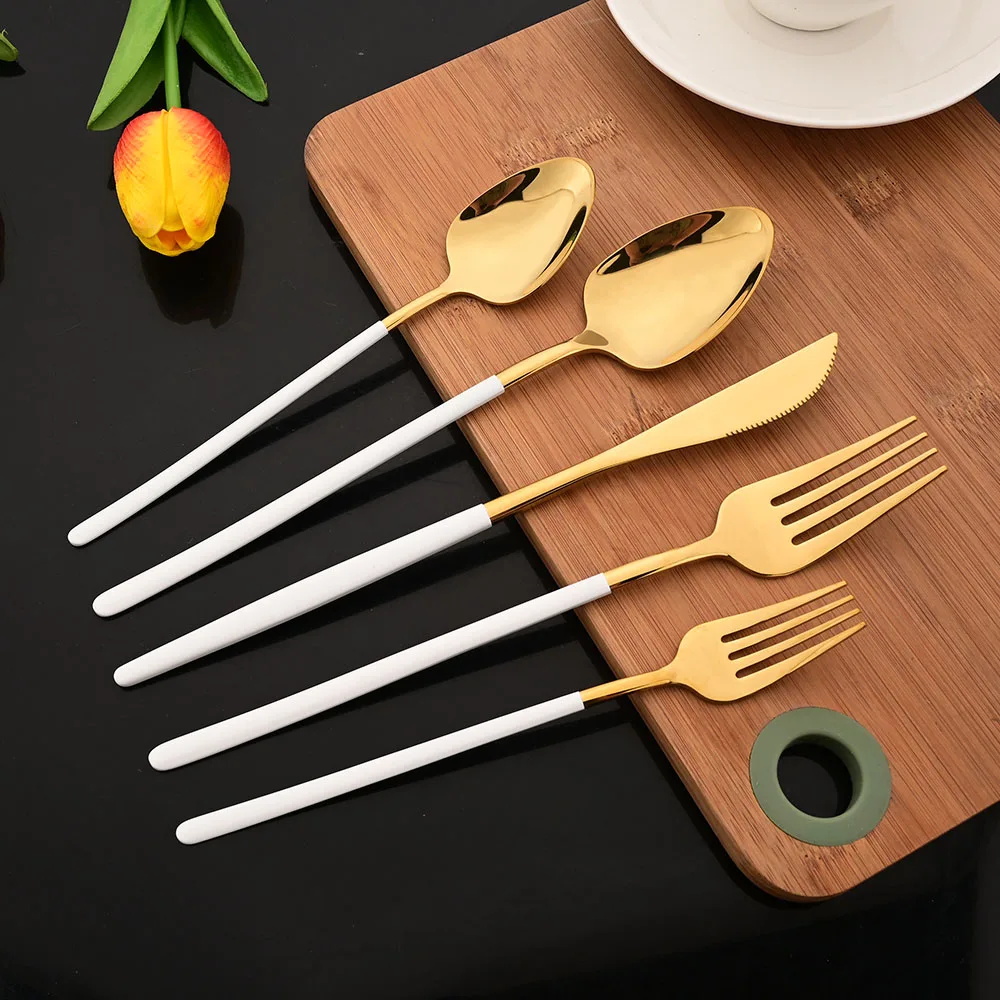 Gold Plated Cutlery - 5 pezzi Set di posate in
