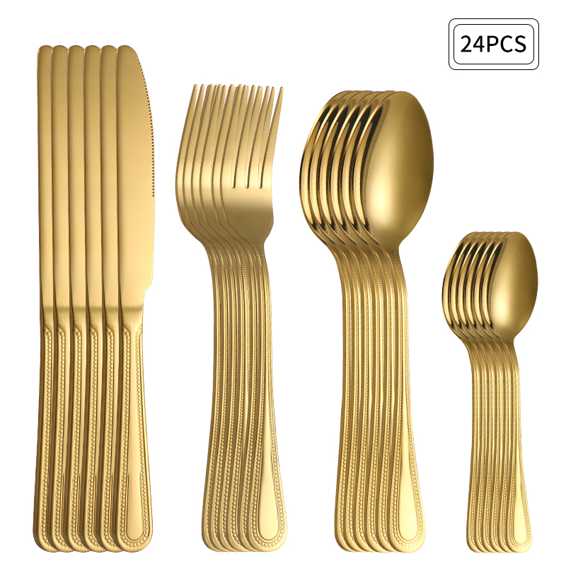 Gold Plated Cutlery - Set di posate in acciaio inox