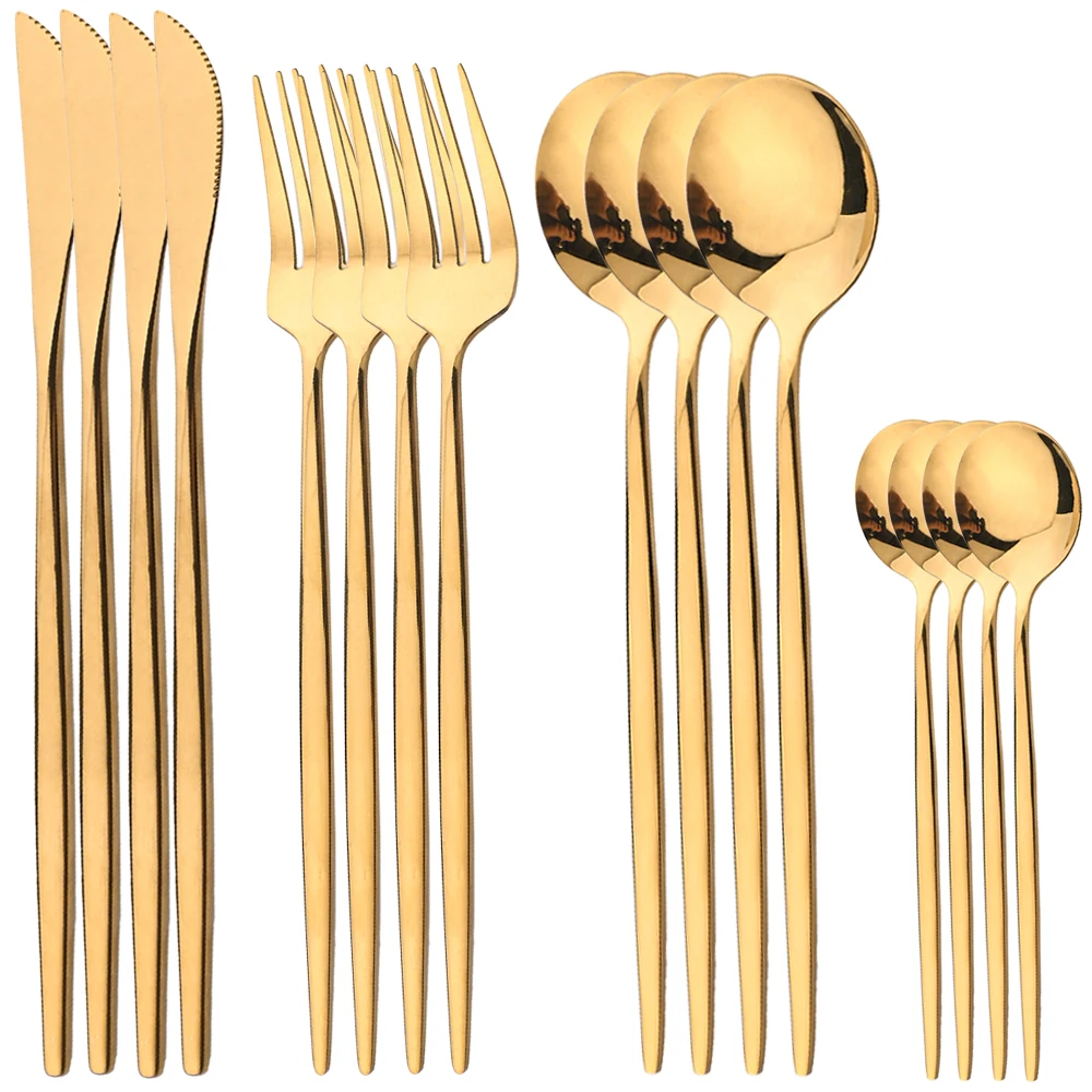 Gold Plated Cutlery - 16 pezzi di stoviglie in oro